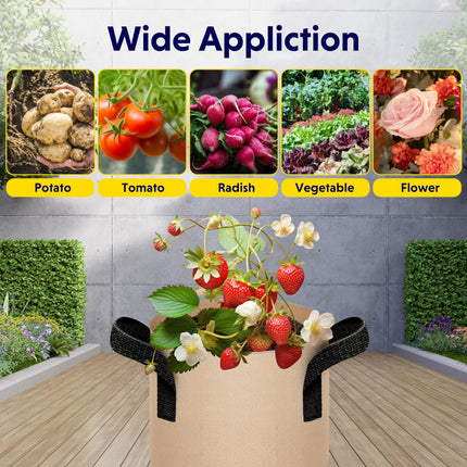 10-Pack 3-Gallon Fabric Grow Bags – Heavy-Duty Breathable Non-Woven Plant Pots with Handles for Vegetables, Herbs, Flowers (Camel).