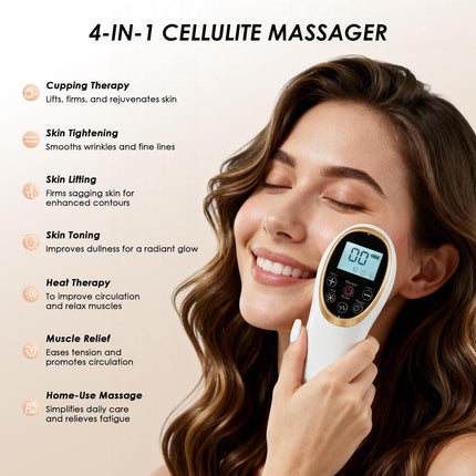 Modern Jingluo Beauty Massager – Electric Meridian Facial & Body Roller with Gentle Suction and Warmth, Multi-Speed Skincare Tool for Relaxing Rituals (White).