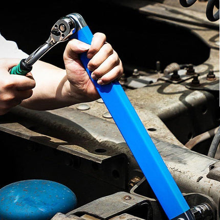 Blue Offset Extension Wrench Set – 15.35" Long, 1/4", 3/8", 1/2" Square Drive Adapters & 1/4" Socket | Ideal for Tight Spaces.