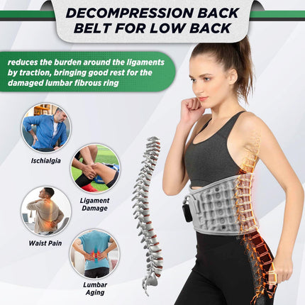 Inflatable Heating Massage Waist Belt with 3-Level Heat & Vibration – Cordless Back Support for Men and Women (Gray).