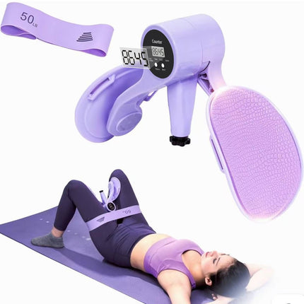 Smart Thigh Trainer with LED Display – 12-80lb Adjustable Resistance, 360° Rotation Kegel Exercise Equipment for Women (Purple) | Other Colors Available in Store.