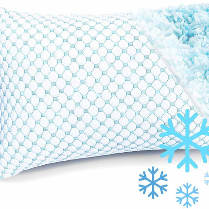 King Size Cooling Pillow with Shredded Memory Foam & Gel Infusion – Adjustable Loft, Breathable Dual-Sided Cover, 20" x 36" (Blue) | Other Sizes Available in Store.