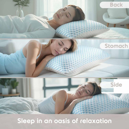 King Size Cooling Pillow with Shredded Memory Foam & Gel Infusion – Adjustable Loft, Breathable Dual-Sided Cover, 20" x 36" (Blue) | Other Sizes Available in Store.