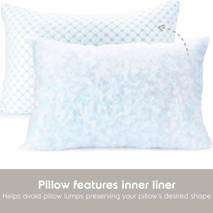 Queen Size Cooling Pillow with Shredded Memory Foam & Gel Infusion – Adjustable Loft, Breathable Dual-Sided Cover, 20" x 30" (Blue) | Other Sizes Available in Store.