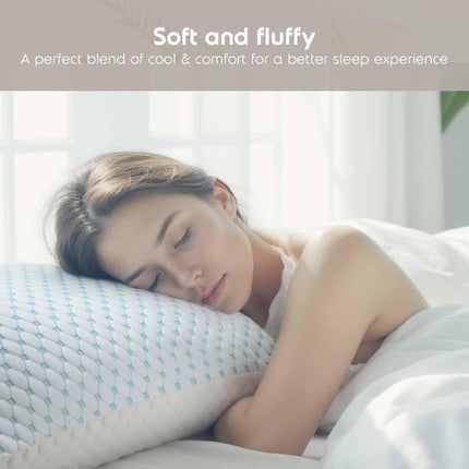 Queen Size Cooling Pillow with Shredded Memory Foam & Gel Infusion – Adjustable Loft, Breathable Dual-Sided Cover, 20" x 30" (Blue) | Other Sizes Available in Store.