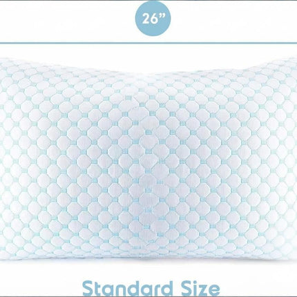 Standard Size Cooling Pillow with Shredded Memory Foam & Gel Infusion – Adjustable Loft, Breathable Dual-Sided Cover, 20" x 26" (Blue) | Other Sizes Available in Store.