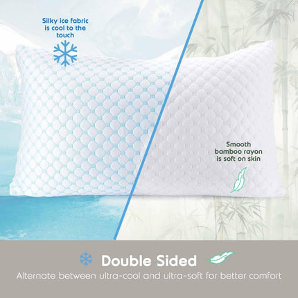 Standard Size Cooling Pillow with Shredded Memory Foam & Gel Infusion – Adjustable Loft, Breathable Dual-Sided Cover, 20" x 26" (Blue) | Other Sizes Available in Store.