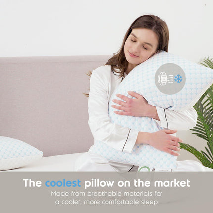 Standard Size Cooling Pillow with Shredded Memory Foam & Gel Infusion – Adjustable Loft, Breathable Dual-Sided Cover, 20" x 26" (Blue) | Other Sizes Available in Store.