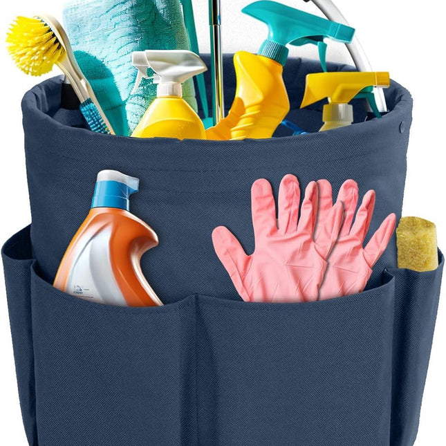 Blue Foldable Cleaning Caddy with 6 Outer Pockets: 17L Collapsible Storage Basket for Household, Bathroom, Picnic & Beach – Durable Oxford Cloth Organizer  | Other colors available in store.