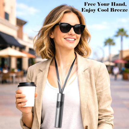 Portable Mini Handheld Fan – 3-in-1 Rechargeable Turbine Fan with 1-199 Speed, Digital Display, Neck Strap, Long Battery Life for Outdoor, Travel, Office Use (Grey).