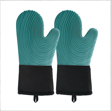 Premium Silicone Oven Mitts – Heat Resistant Up to 500°F, Non-Slip Grip, Easy to Clean, Food Grade & BPA-Free, Ideal for Grilling, Baking, Cooking, Microwave Use (Green).