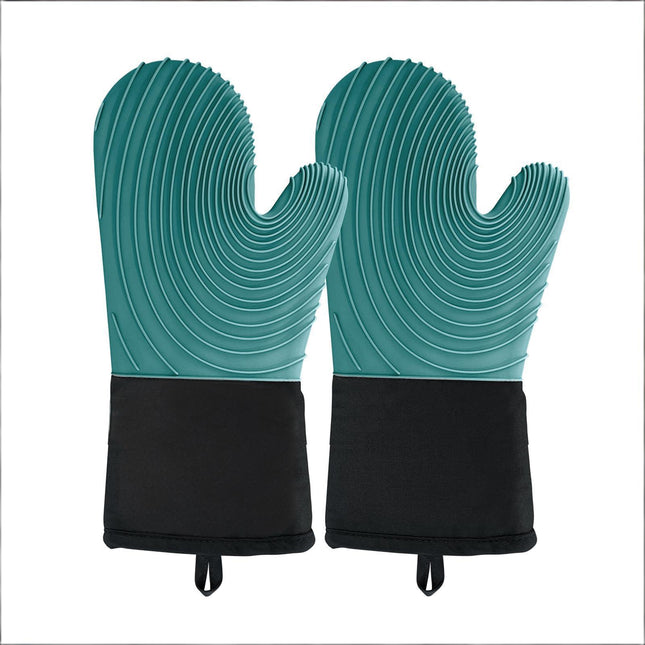 Premium Silicone Oven Mitts – Heat Resistant Up to 500°F, Non-Slip Grip, Easy to Clean, Food Grade & BPA-Free, Ideal for Grilling, Baking, Cooking, Microwave Use (Green).