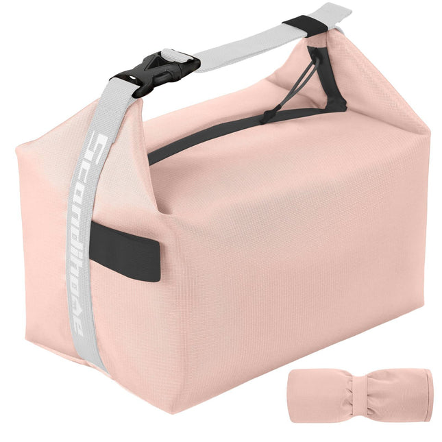 Foldable Lunch Bag – Reusable Insulated Cooler Tote with Waterproof Zipper, Leak-Proof Design, Lightweight & Compact, Ideal for Work, School, Picnic, Travel (Pink).