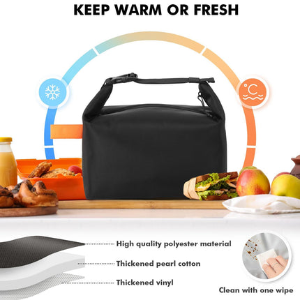 Foldable Lunch Bag – Reusable Insulated Cooler Tote with Waterproof Zipper, Leak-Proof Design, Lightweight & Compact, Ideal for Work, School, Picnic, Travel (Black).