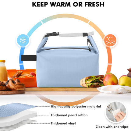 Foldable Lunch Bag – Reusable Insulated Cooler Tote with Waterproof Zipper, Leak-Proof Design, Lightweight & Compact, Ideal for Work, School, Picnic, Travel (Blue).