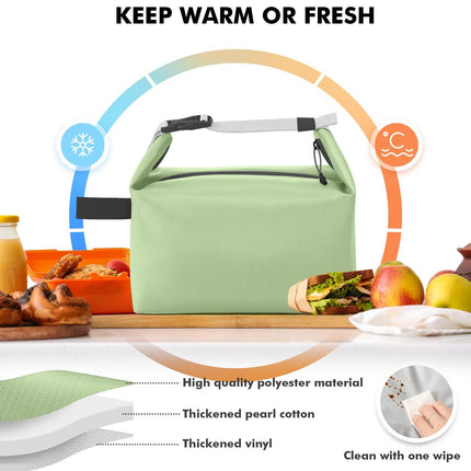 Foldable Lunch Bag – Reusable Insulated Cooler Tote with Waterproof Zipper, Leak-Proof Design, Lightweight & Compact, Ideal for Work, School, Picnic, Travel (Green).