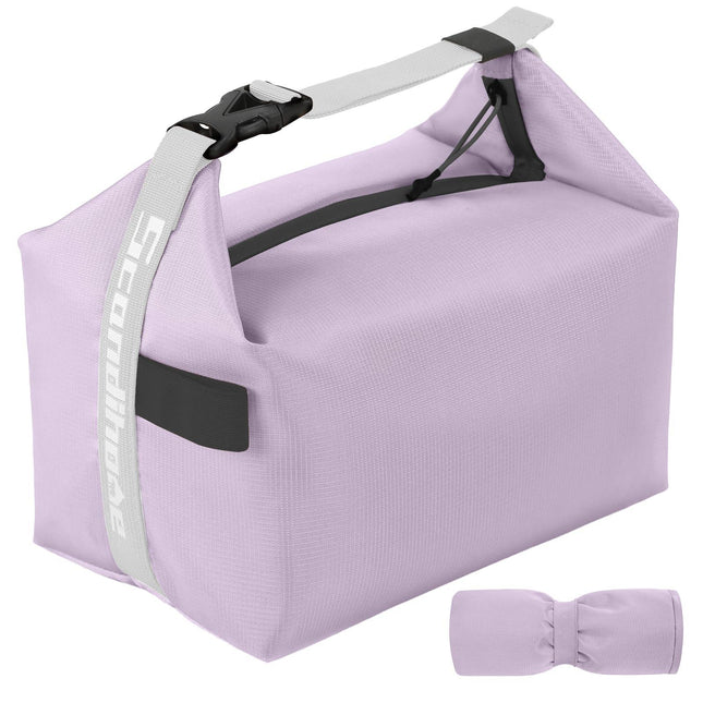 Foldable Lunch Bag – Reusable Insulated Cooler Tote with Waterproof Zipper, Leak-Proof Design, Lightweight & Compact, Ideal for Work, School, Picnic, Travel (Purple).