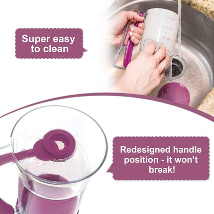 Batter Dispenser with Measuring Marks – 900ml Cake Mix Pourer for Cupcakes, Pancakes, Muffins, Waffles & More (Purple).