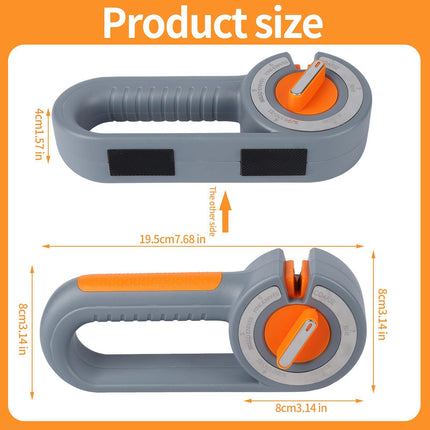 6-in-1 Rotary Knife Sharpener – Adjustable Multi-Function Sharpener for Knives, Scissors, Sushi & Bread Knives, Fast & Easy Sharpening Tool for Home Kitchen Use (Gray).