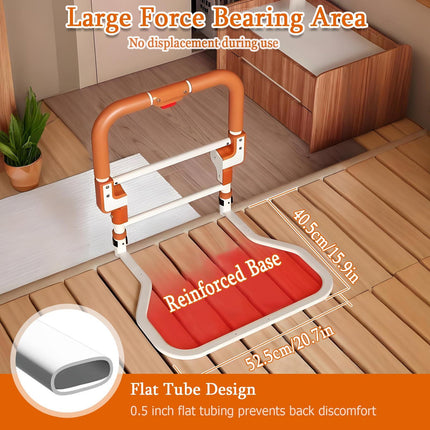 Adjustable Bed Rail for Elderly – Foldable Bedside Safety Grab Bar with Non-Slip Handle & Storage Pouch, Fits Twin to King Beds (Orange).