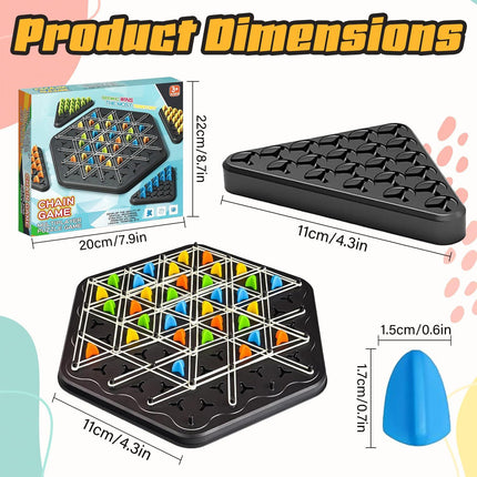 Chain Game – Multiplayer Strategy Board Puzzle for Kids & Adults | Fun Geometric Chess with Rubber Bands, 2–4 Players | Ideal Family Game for Parties, Gifts & Screen-Free Play.