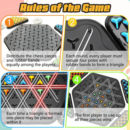Chain Game – Multiplayer Strategy Board Puzzle for Kids & Adults | Fun Geometric Chess with Rubber Bands, 2–4 Players | Ideal Family Game for Parties, Gifts & Screen-Free Play.