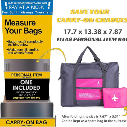 Compact Foldable Travel Duffel Bag – Lightweight Carry-On for Weekend Trips, Overnight & Gym Use (Pink) | Other Colors Available In-Store.