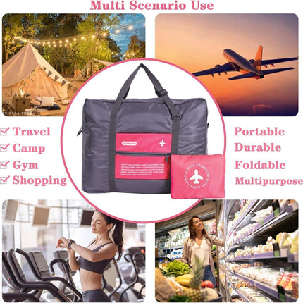 Compact Foldable Travel Duffel Bag – Lightweight Carry-On for Weekend Trips, Overnight & Gym Use (Pink) | Other Colors Available In-Store.