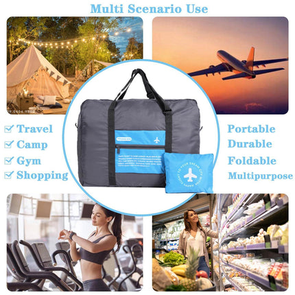 Compact Foldable Travel Duffel Bag – Lightweight Carry-On for Weekend Trips, Overnight & Gym Use (Blue) | Other Colors Available In-Store.