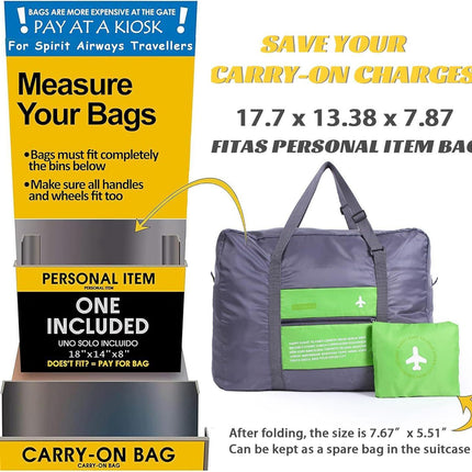 Compact Foldable Travel Duffel Bag – Lightweight Carry-On for Weekend Trips, Overnight & Gym Use (Green) | Other Colors Available In-Store.
