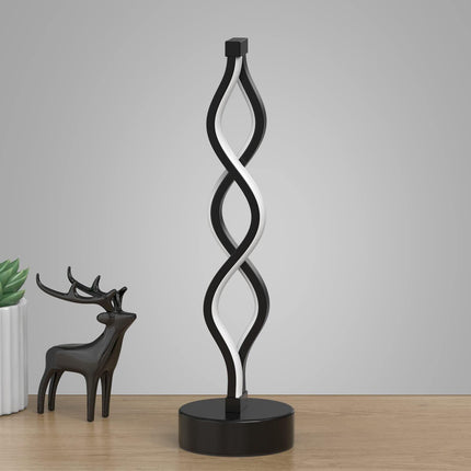Twisted Spiral LED Table Lamp – Modern Touch-Control Desk Light for Bedroom, Living Room & Café Decor (Black).