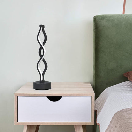 Twisted Spiral LED Table Lamp – Modern Touch-Control Desk Light for Bedroom, Living Room & Café Decor (Black).
