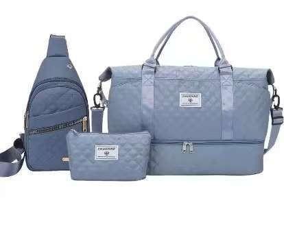 Women’s 3-Piece Travel Bag Set – Large Duffel, Crossbody Backpack & Toiletry Pouch for Gym, Maternity and Weekend Getaways (Blue)  | Other Colors Available in Store.