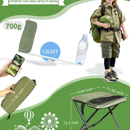Khaki Portable Folding Chair – Compact Outdoor Stool for Camping, Fishing & Hiking | Lightweight Collapsible Seat with Carry Bag | Durable Steel Frame | Other Colours Available In-Store.