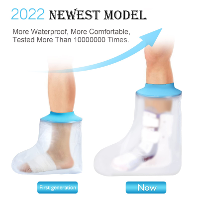 Foot Waterproof Shower Sleeve for Adults – Reusable Cast Protector for Ankle, Foot & Toe During Bathing or Water Activities (Blue).