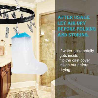 Foot Waterproof Shower Sleeve for Adults – Reusable Cast Protector for Ankle, Foot & Toe During Bathing or Water Activities (Blue).