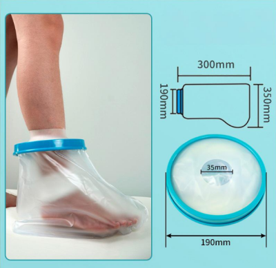Foot Waterproof Shower Sleeve for Adults – Reusable Cast Protector for Ankle, Foot & Toe During Bathing or Water Activities (Blue).