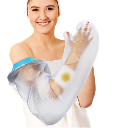 Full Arm Waterproof Shower Sleeve for Adults – Long Cast Protector for Hand, Wrist, Elbow & Forearm During Bathing or Water Activities (Blue).