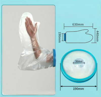 Full Arm Waterproof Shower Sleeve for Adults – Long Cast Protector for Hand, Wrist, Elbow & Forearm During Bathing or Water Activities (Blue).