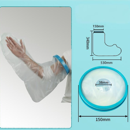 Full Arm Waterproof Shower Sleeve for Kids – Reusable Cast Protector for Hand, Wrist, Elbow & Forearm During Bathing or Water Activities (Blue).
