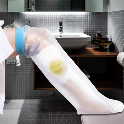 Full Leg Waterproof Shower Sleeve for Adults – Reusable Cast Protector for Foot, Ankle & Lower Leg During Bathing or Water Activities (Blue).