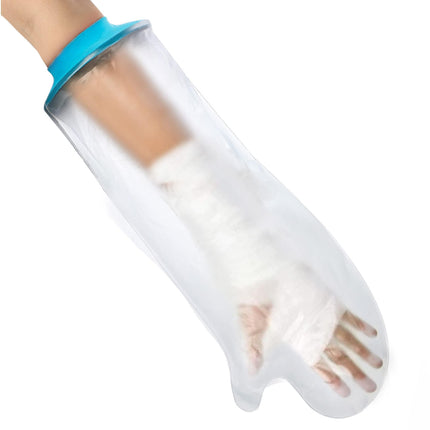 Lower Arm Waterproof Shower Sleeve for Kids – Reusable Cast Protector for Wrist, Forearm & Hand During Bathing or Water Activities (Blue).