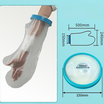 Lower Arm Waterproof Shower Sleeve for Kids – Reusable Cast Protector for Wrist, Forearm & Hand During Bathing or Water Activities (Blue).