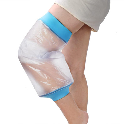 Knee Waterproof Shower Sleeve for Adults – Reusable Cast Protector for Post-Surgery, Fracture & Wound Care During Bathing (Blue).