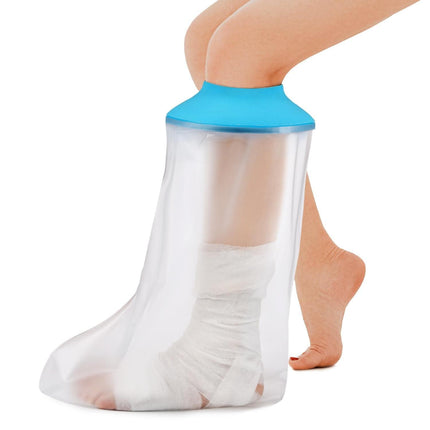 Lower Leg Waterproof Cast Cover for Adults – Reusable Shower Protector for Calf, Ankle & Foot During Bathing or Water Activities (Blue).