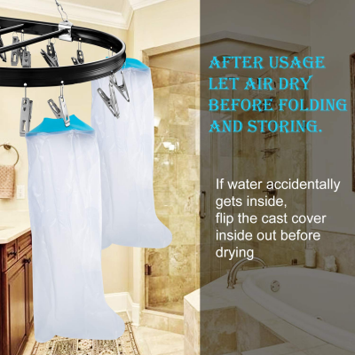 Lower Leg Waterproof Cast Cover for Adults – Reusable Shower Protector for Calf, Ankle & Foot During Bathing or Water Activities (Blue).