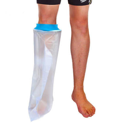 Lower Leg Waterproof Cast Cover for Adults – Reusable Shower Protector for Calf, Ankle & Foot During Bathing or Water Activities (Blue).