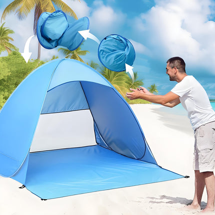 Pop Up Beach Tent: 2-3 Person UPF 50+ Sun Shelter with Carry Bag – Quick-Setup Shade for Beach/Camping(L).