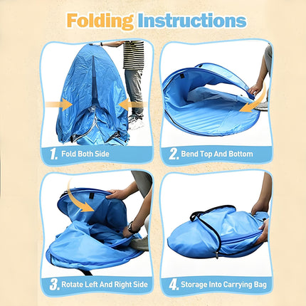 Pop Up Beach Tent: 3-4 Person UPF 50+ Sun Shelter with Carry Bag – Quick-Setup Shade for Beach/Camping(XL).