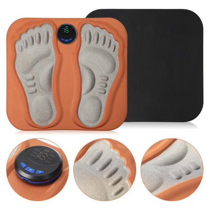 Smart Foot Massage Mat with 6 Modes & 15 Intensity Levels – Rechargeable Pulse Therapy Pad for Relaxation at Home, Office, or Travel (Orange).